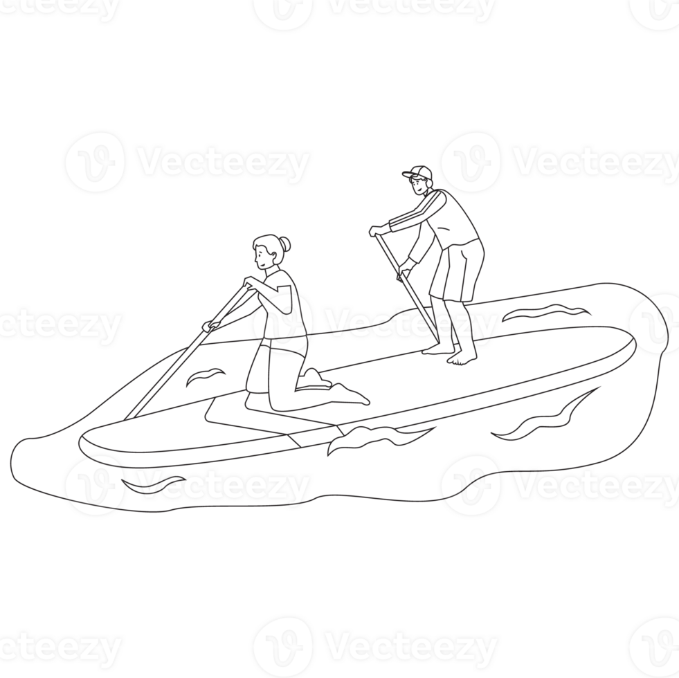 Rowing Boat Outdoor Adventure Outline 2D Illustrations png