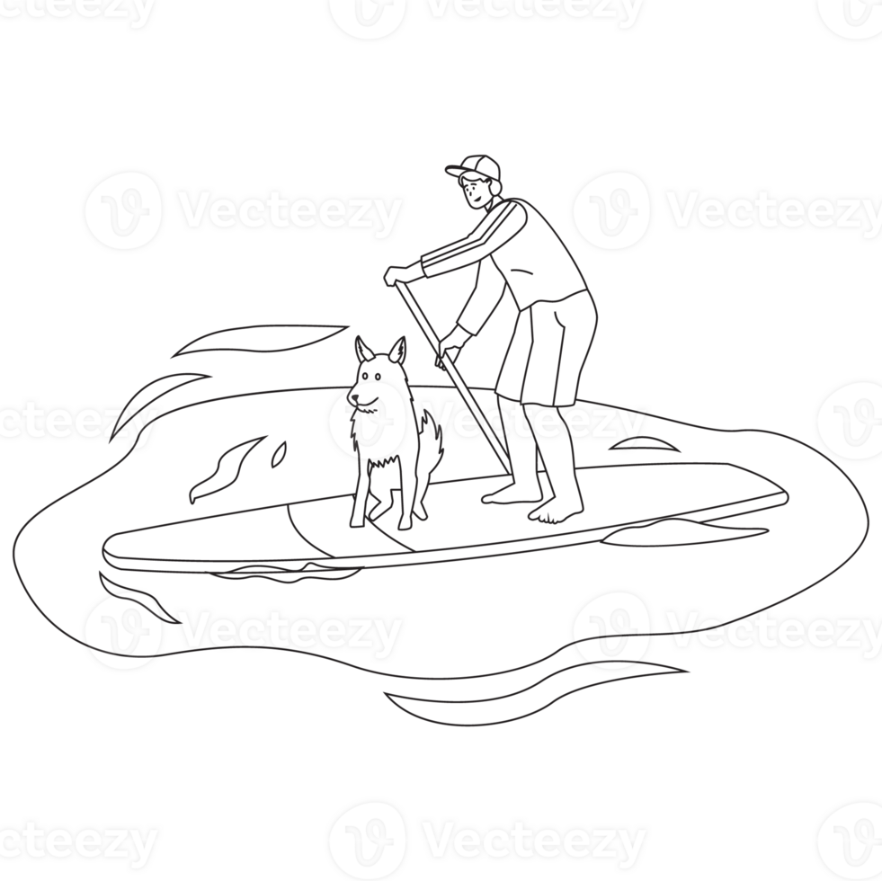Surf Outdoor Adventure Outline 2D Illustrations png
