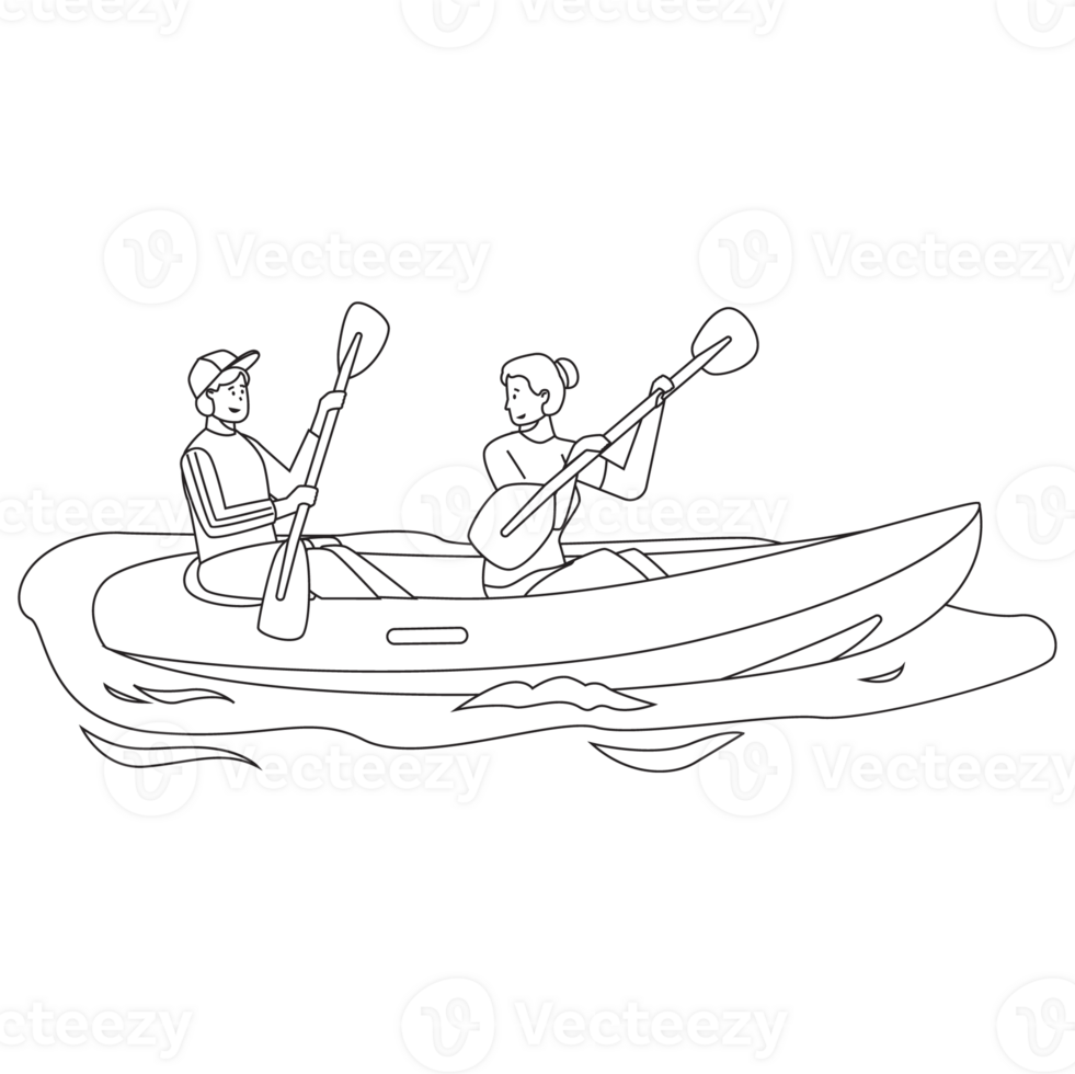 Inflatable Boat Outdoor Adventure Outline 2D Illustrations png