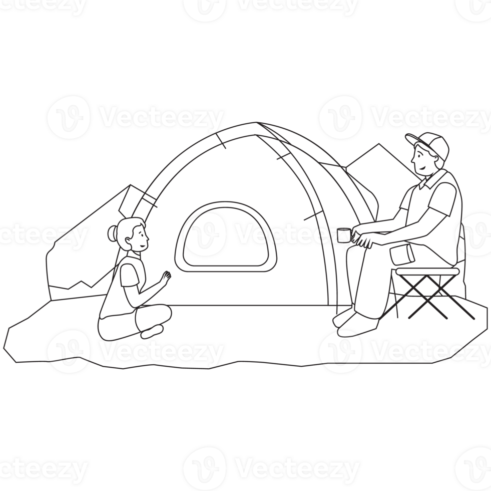 Camping Outdoor Adventure Outline 2D Illustrations png