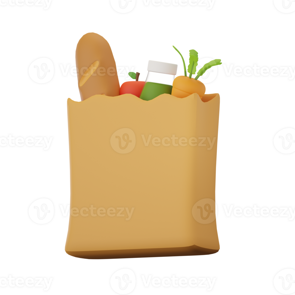 Grocery Bag Shopping Grocery 3D Illustrations 27125586 PNG