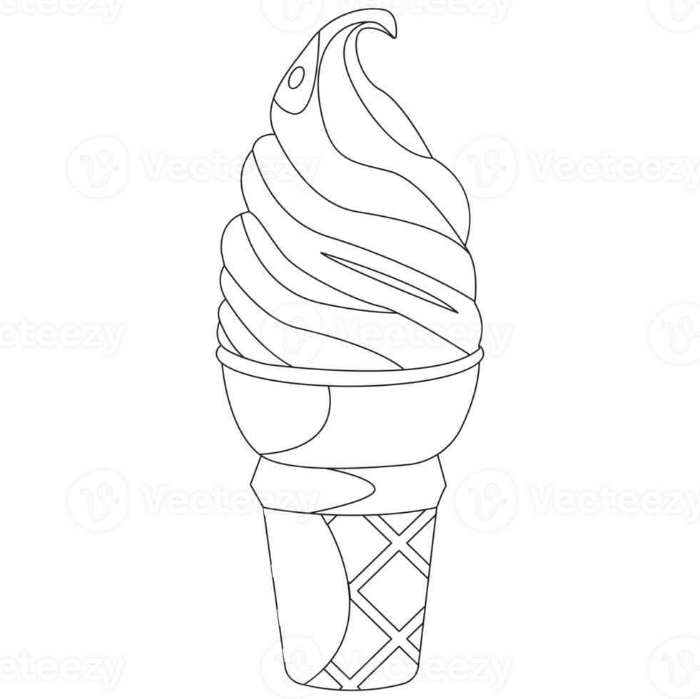 Strawberry Flury Ice Cream 2D Outline Illustrations png