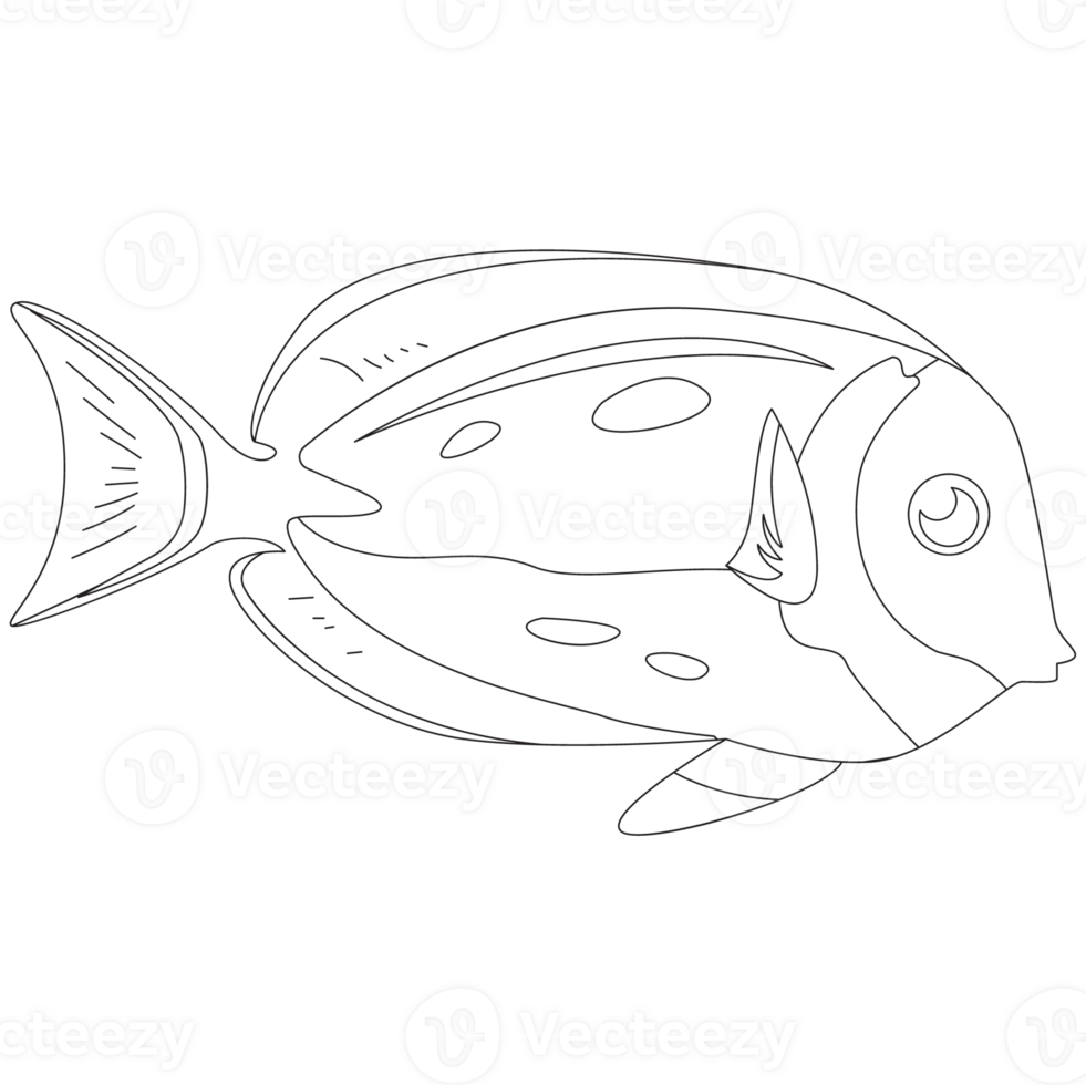 Blue royal Fish 2D Outline Illustrations png