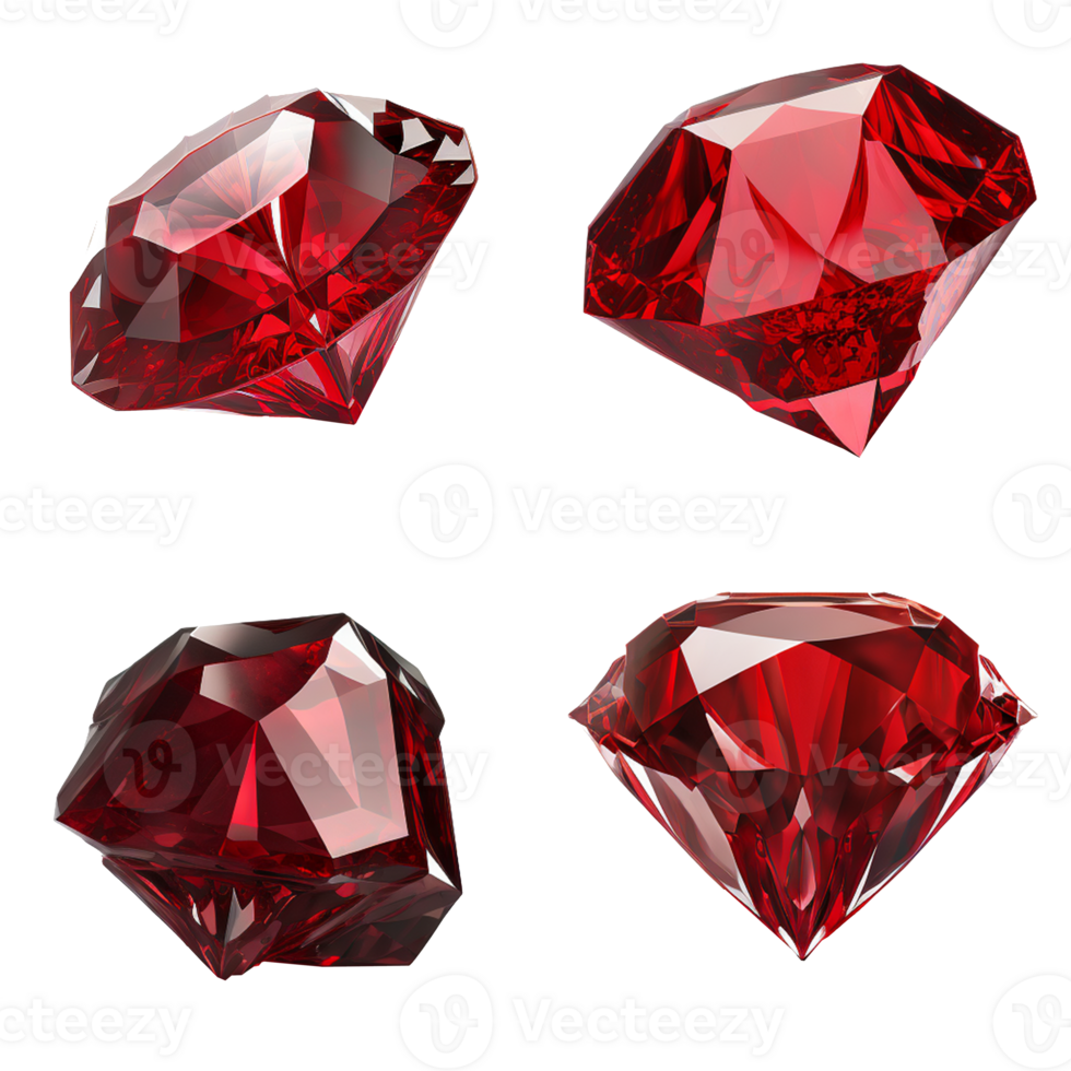 red ruby diamond isolated on transparent background ,precious stone jewelry , png