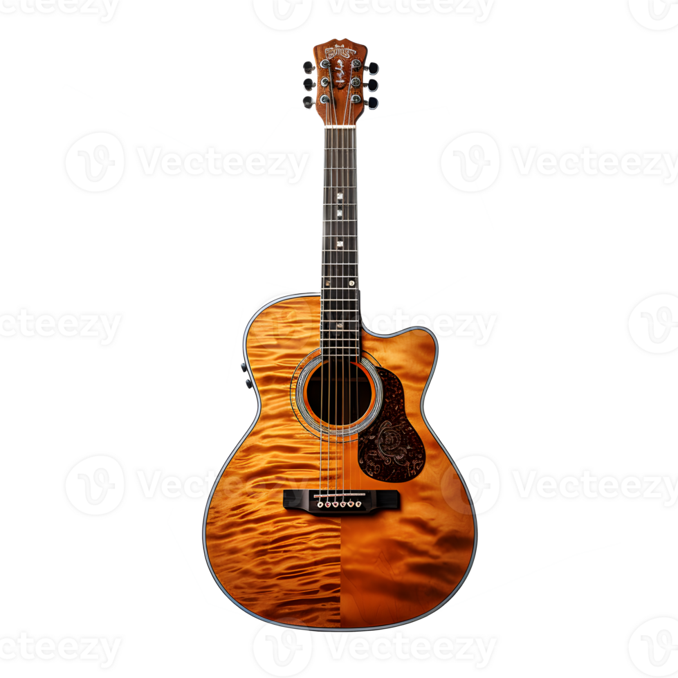 acoustic guitar isolated on transparent background ,guitar png clipart ,generative ai