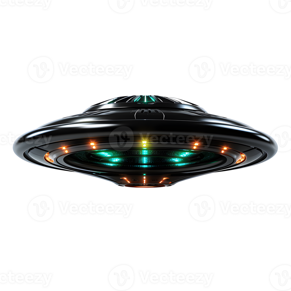 UFO Außerirdischer isoliert auf transparent Hintergrund ,futuristisch UFO Raumschiff png ,generativ ai