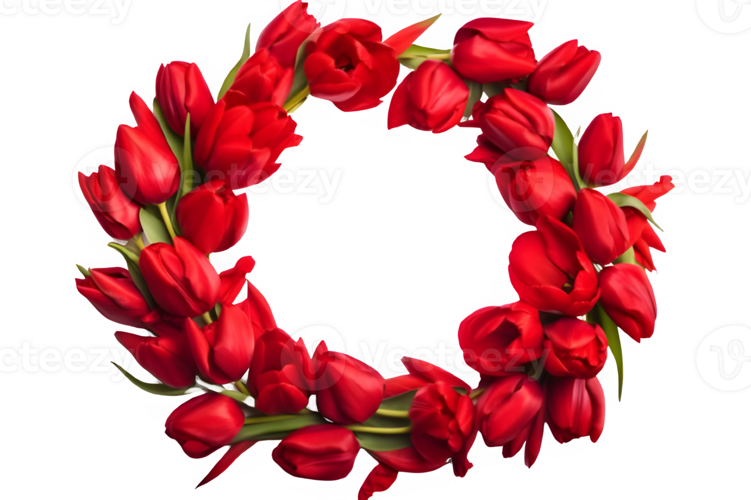 rose flower round frame ornament decoration isolated on transparent background , png