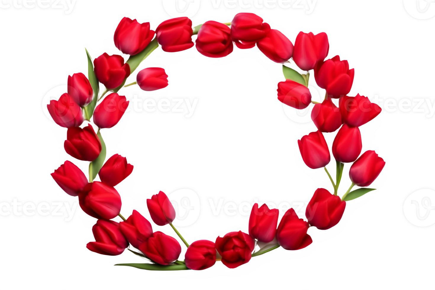 rose flower round frame ornament decoration isolated on transparent background , png