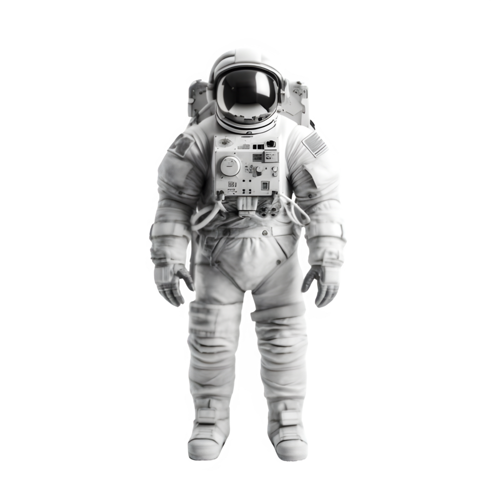 astronauta completo da uomo su trasparente sfondo, cosmonauta costume png ,generativo ai