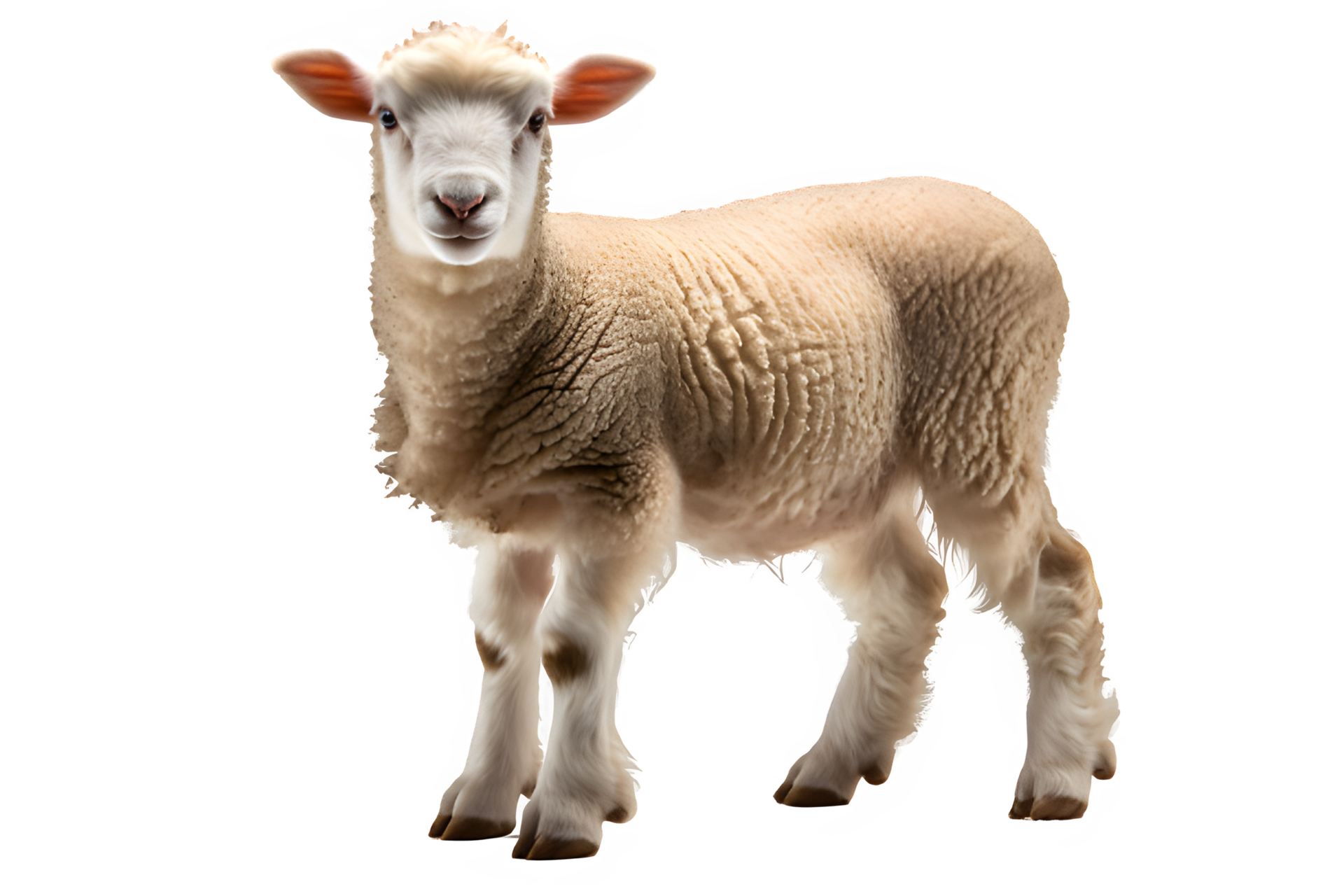 sheep isolated on transparent background ,cute sheep side view