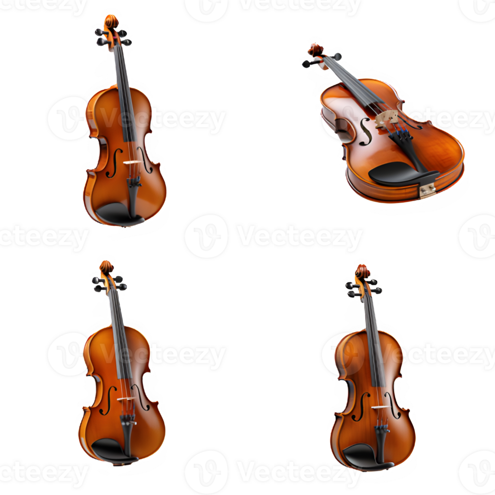 musical instrument violin isolated on transparent background ,generative ai png