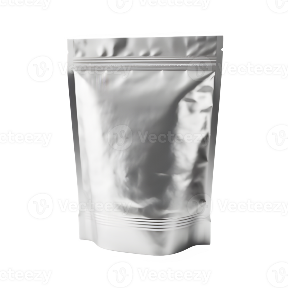 aluminum zip lock food packaging mockup, png
