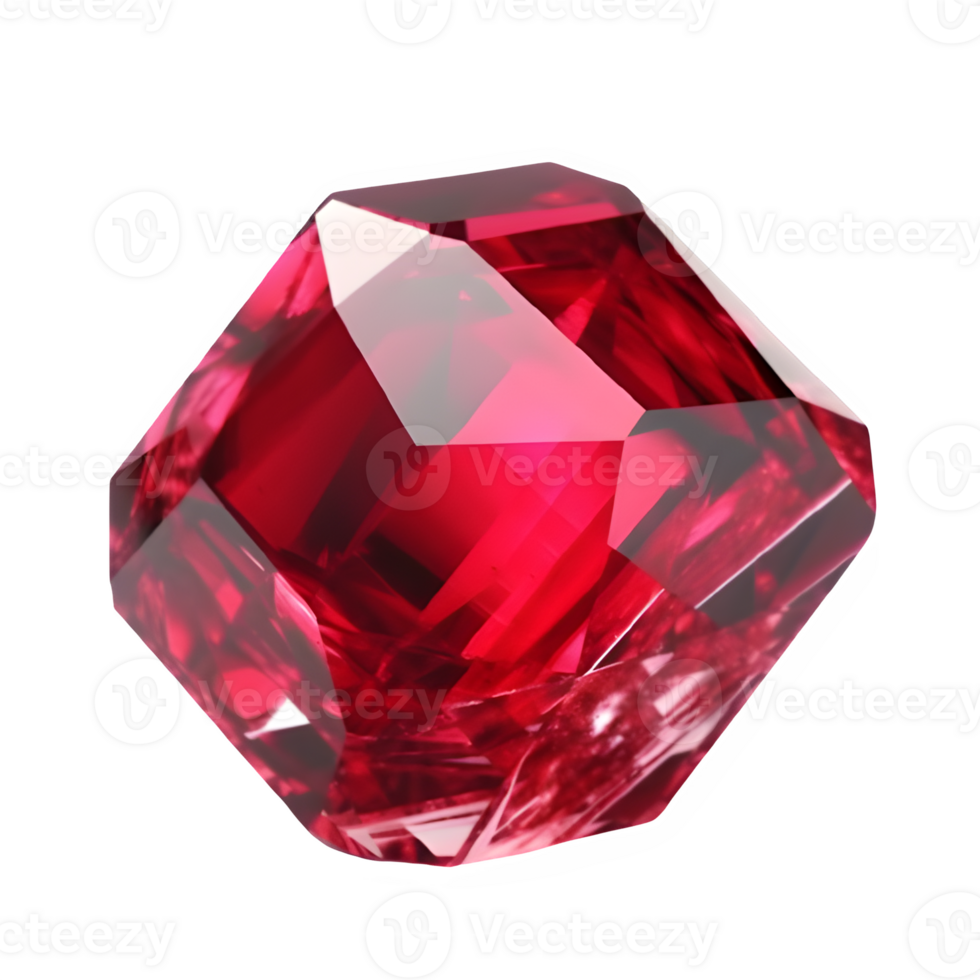 red ruby diamond isolated on transparent background ,precious stone jewelry , png