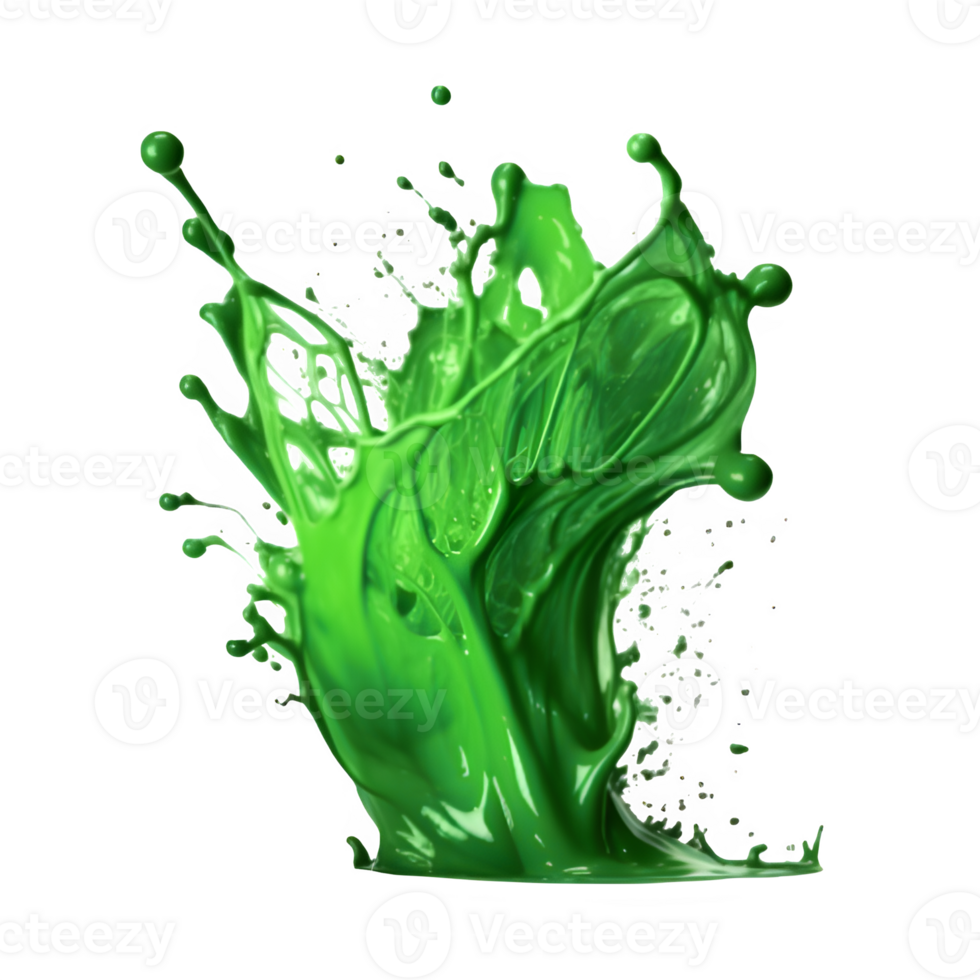 green slime splash on transparent background ,isolated slime