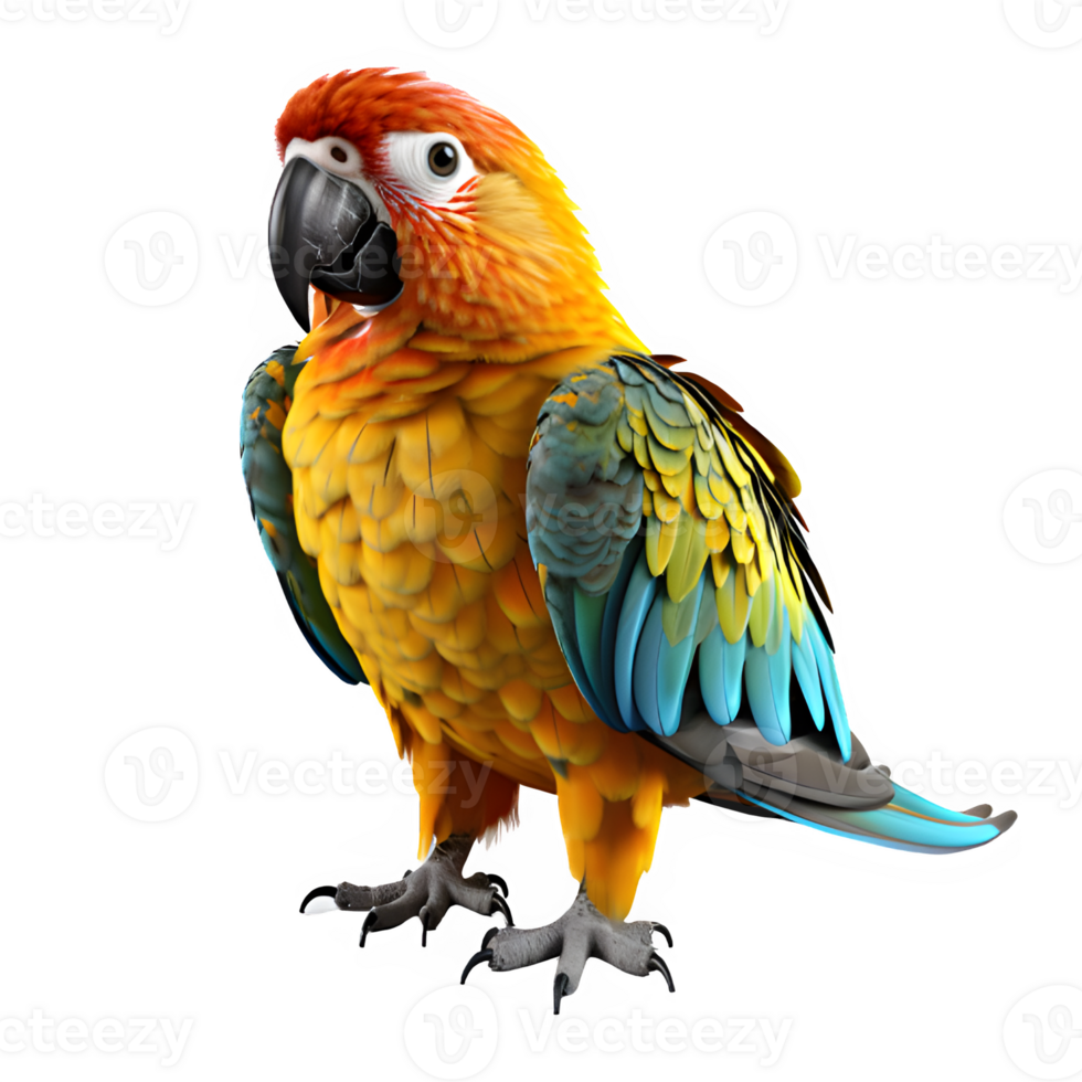 parrot bird isolated on transparent background ,bird full color cut out ,generative ai png