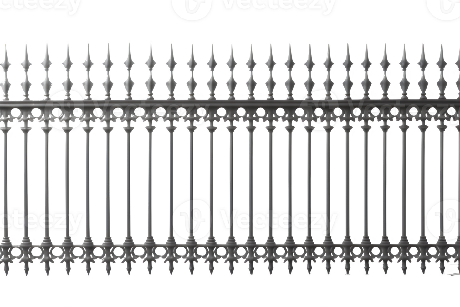 park iron fence cut out isolated on transparent background ,generative ai png