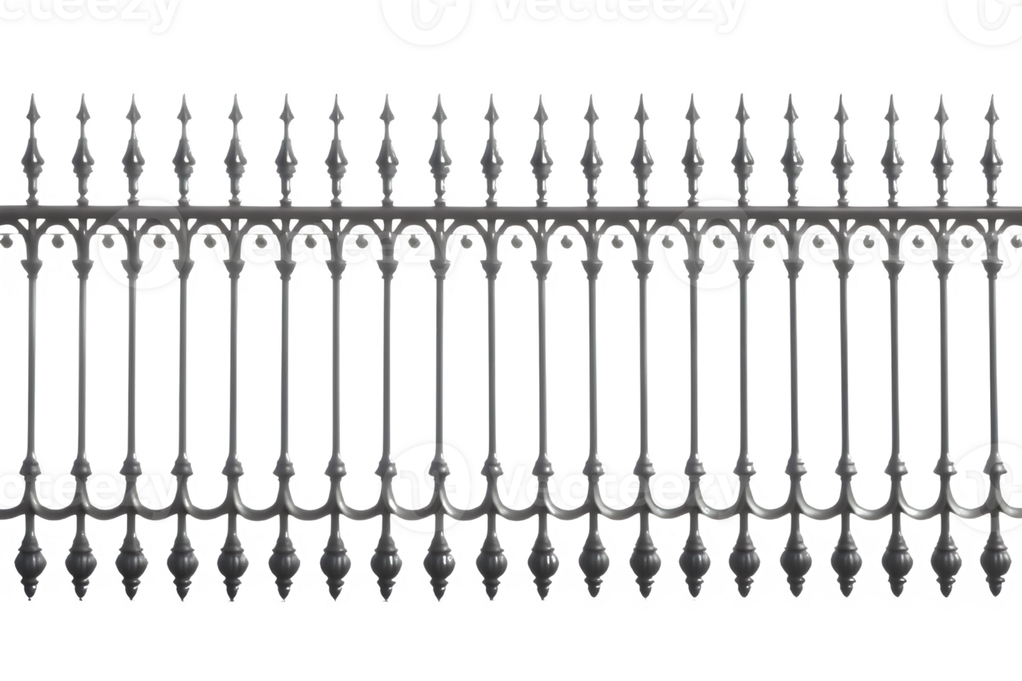 park iron fence cut out isolated on transparent background ,generative ai png