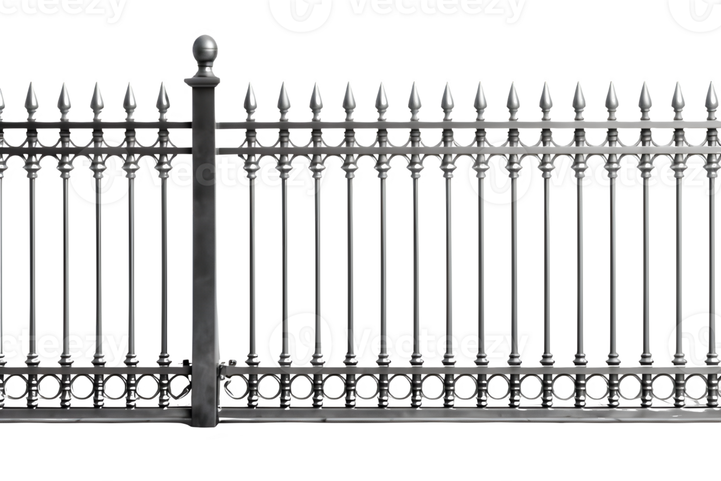 park iron fence cut out isolated on transparent background ,generative ai png