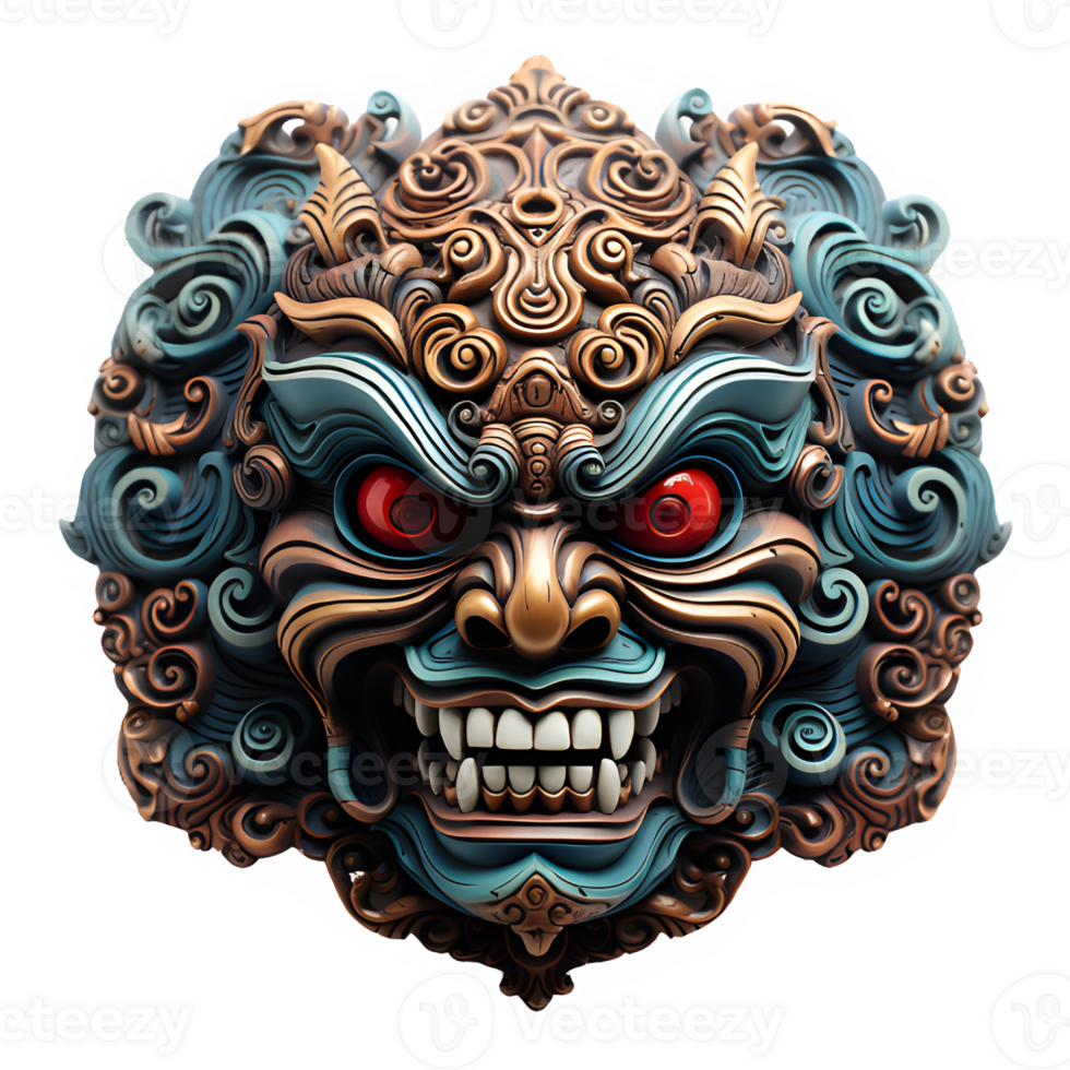 japanese traditional devil mask isolated cut out on transparent background ,generative ai png