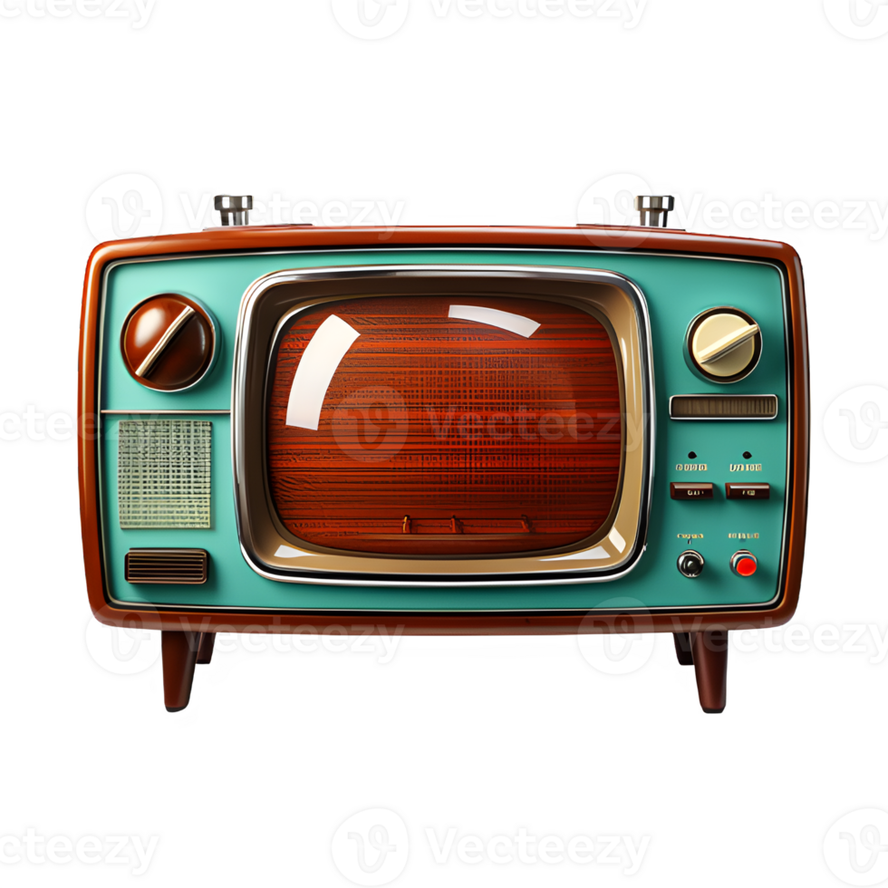 vintage television isolated on transparent background ,antique old tv cut out ,generative ai png