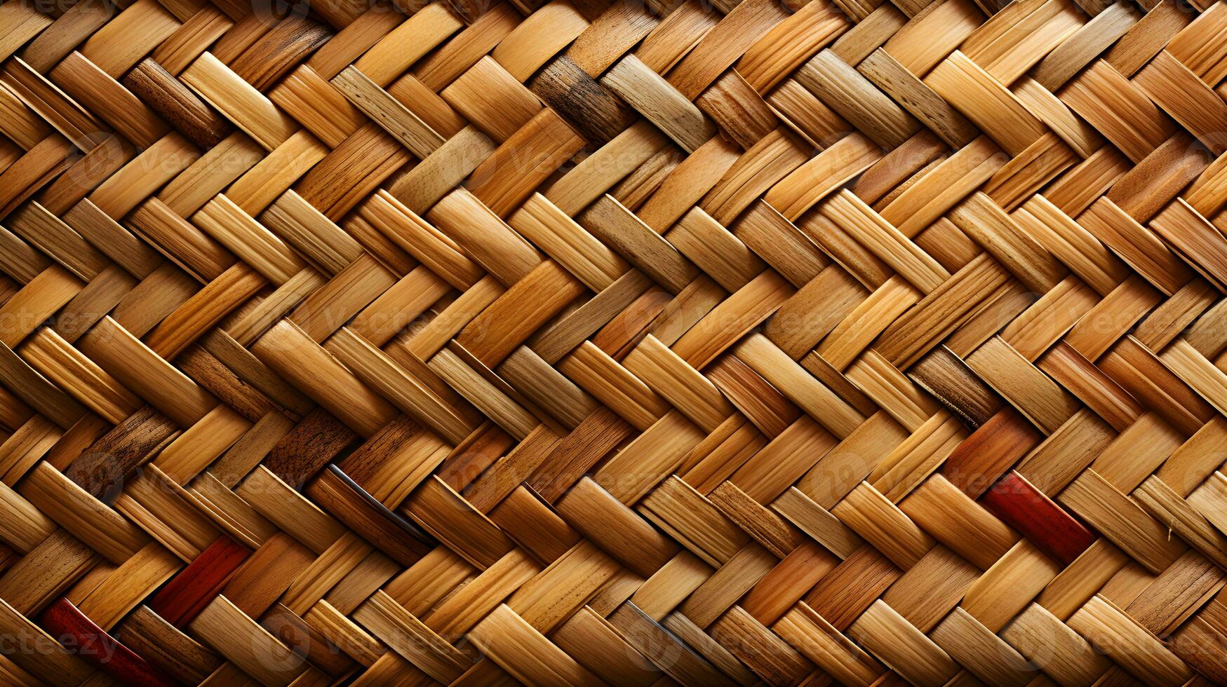 woven bamboo background top view ,traditional woven bamboo pattern ,generative ai photo