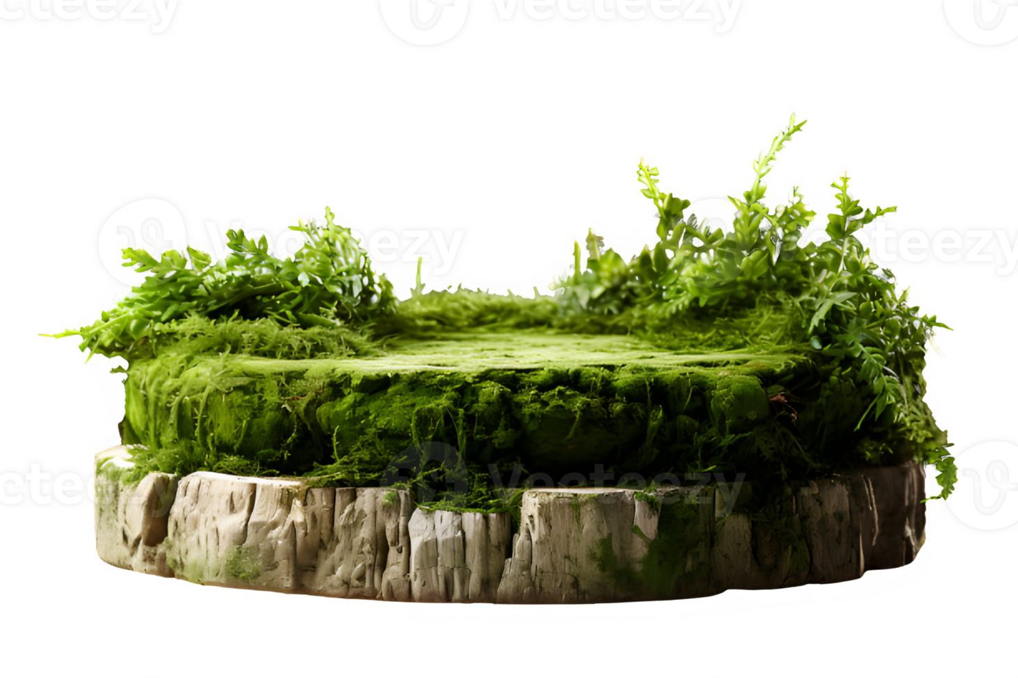 blank display promotion  isolated on transparent background ,grass pedestal cut out ,generative ai png