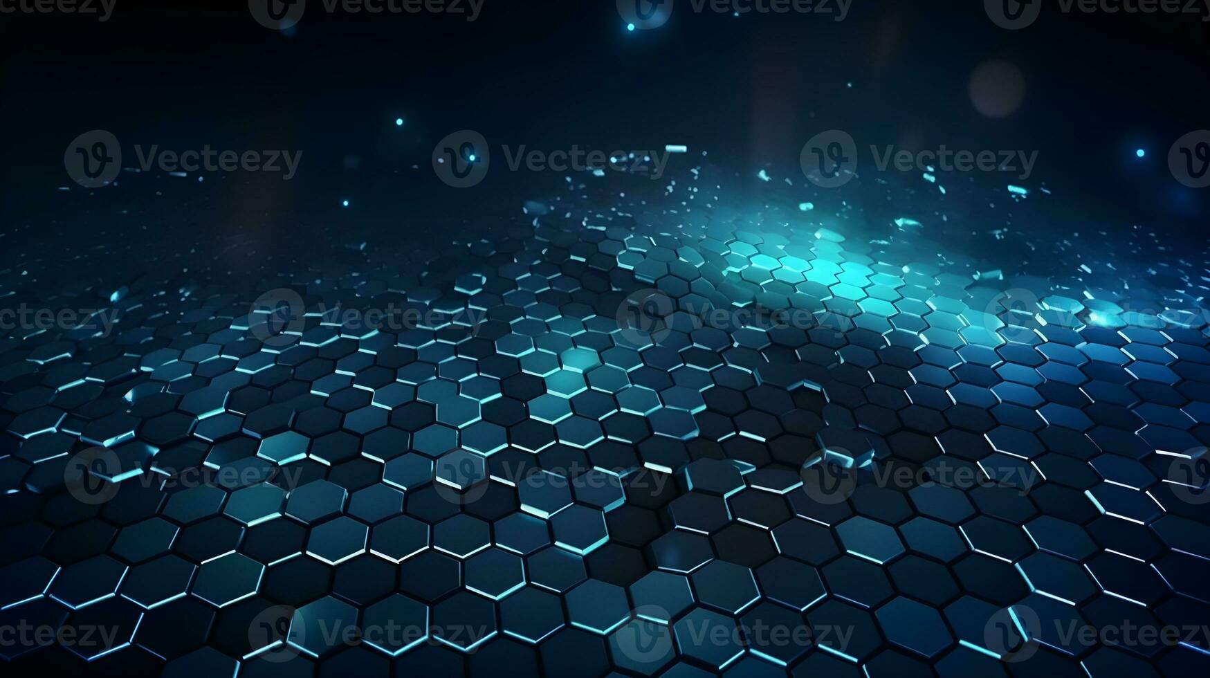 blue matrix cube glow background ,futuristic abstract graphic ,generative ai photo