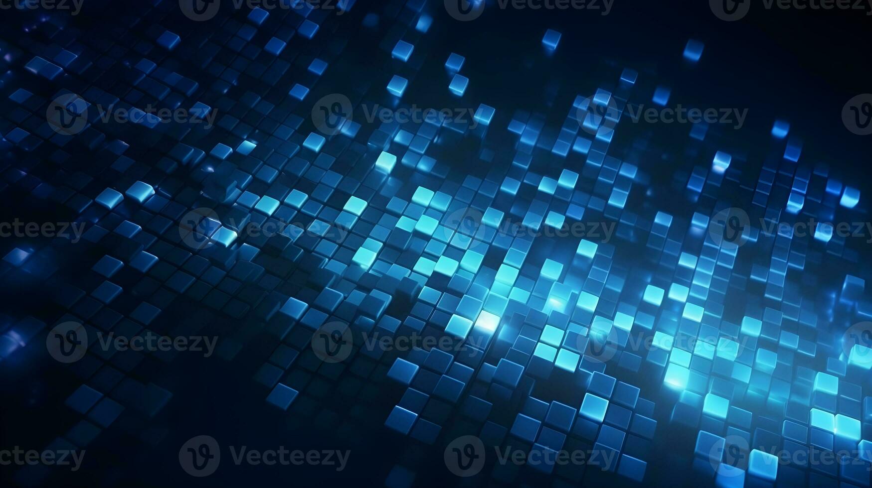 blue matrix cube glow background ,futuristic abstract graphic ,generative ai photo