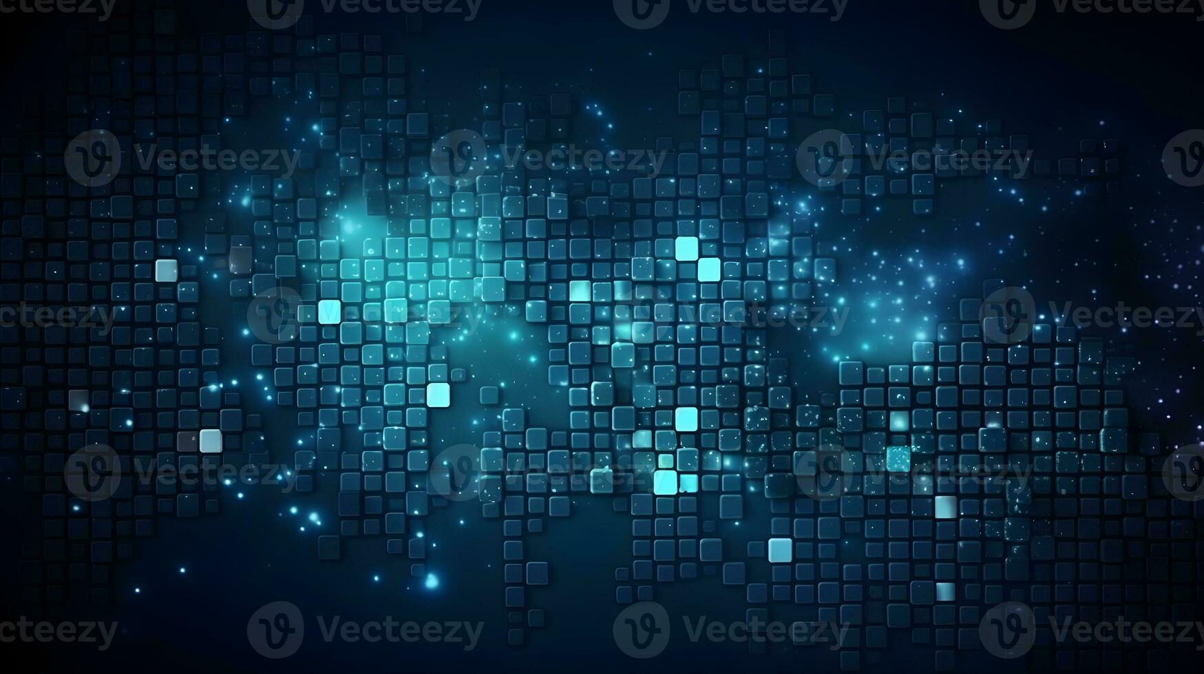 blue matrix cube glow background ,futuristic abstract graphic ,generative ai photo