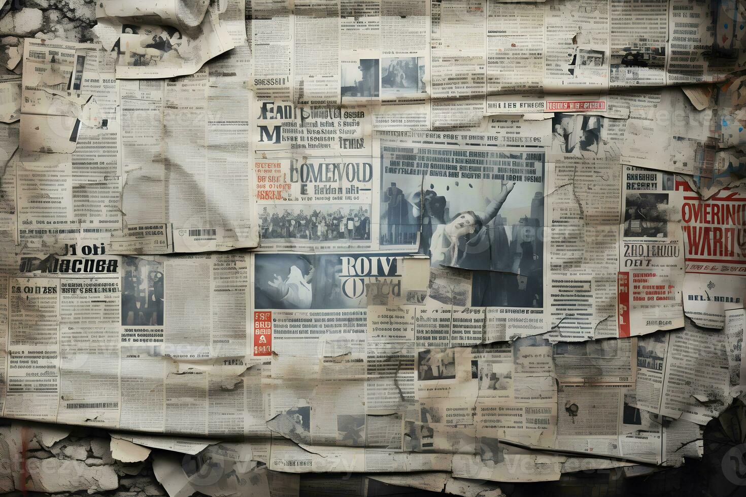 old newspaper background ,vintage newspaper pattern ,generative ai photo