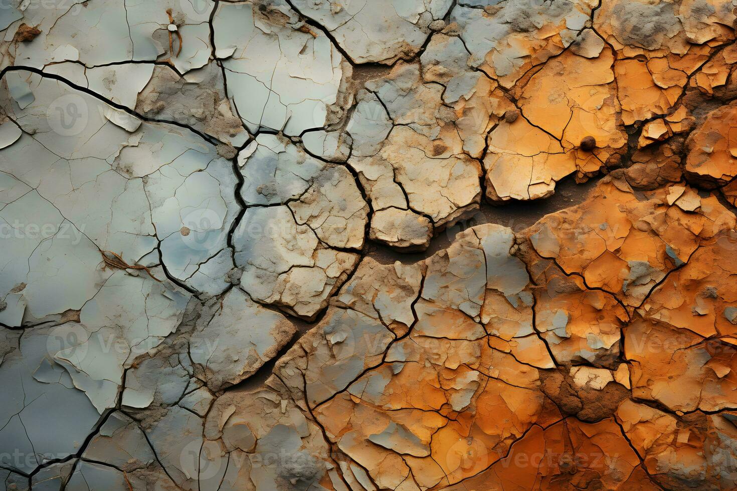 cracked barren dry land background top view ,arid cracked ground ,generative ai photo