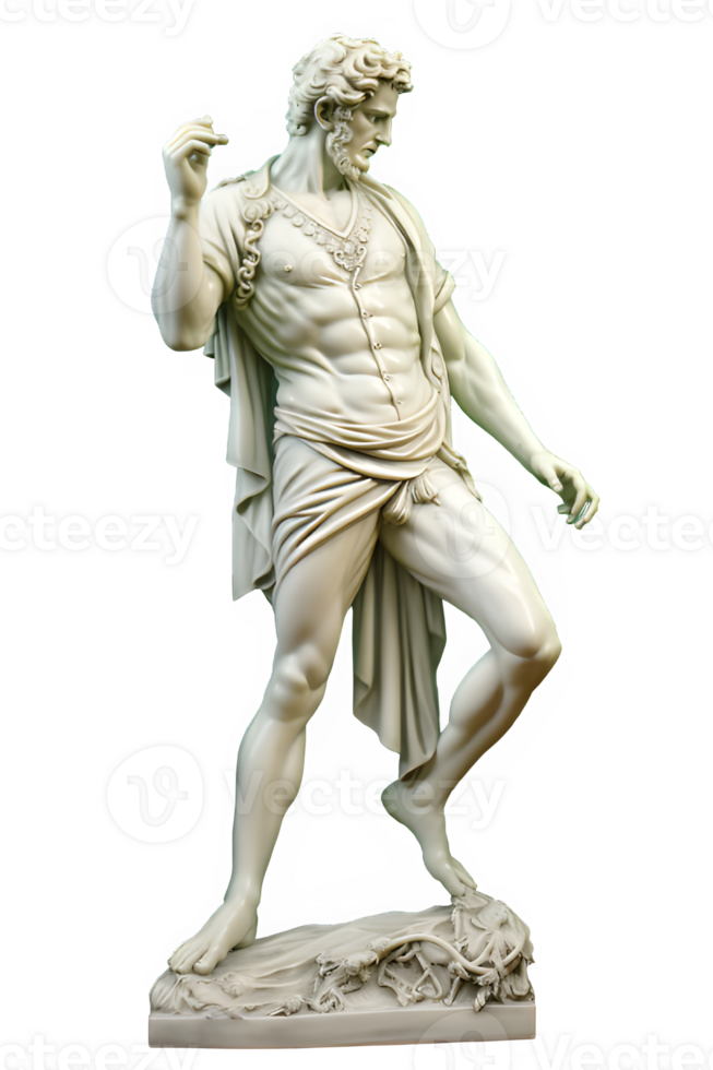 statue of an ancient roman man of athletic build isolated on transparent background ,generative ai png