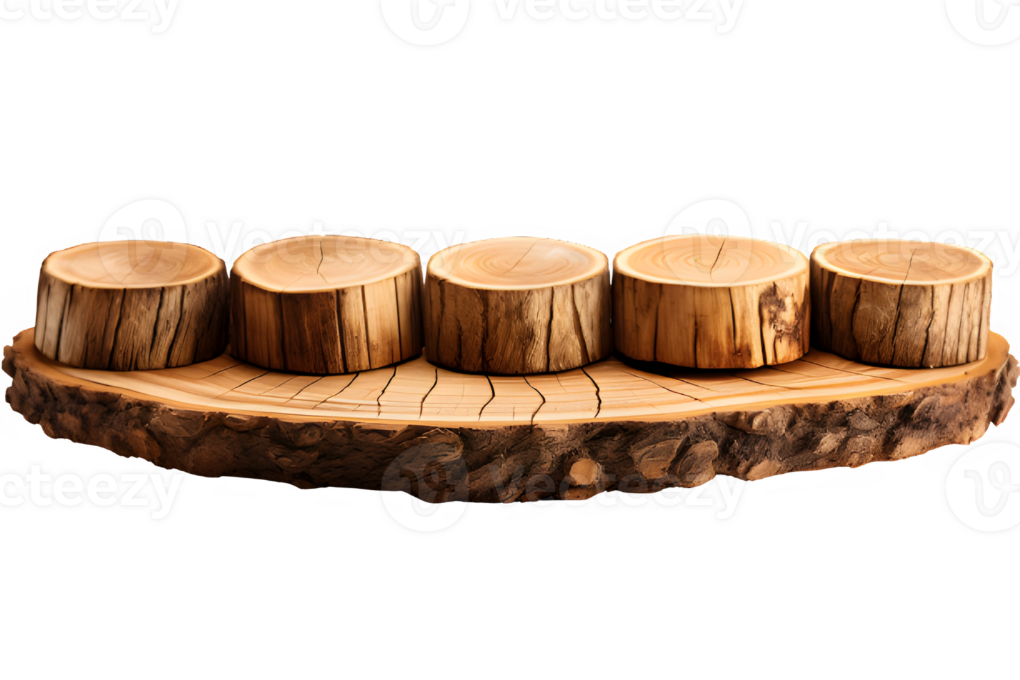 wooden log display isolated on transparent background ,wood product stand cut out ,generative ai png