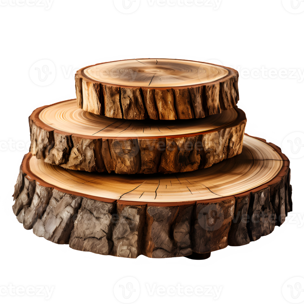 wooden log display isolated on transparent background ,wood product stand cut out ,generative ai png
