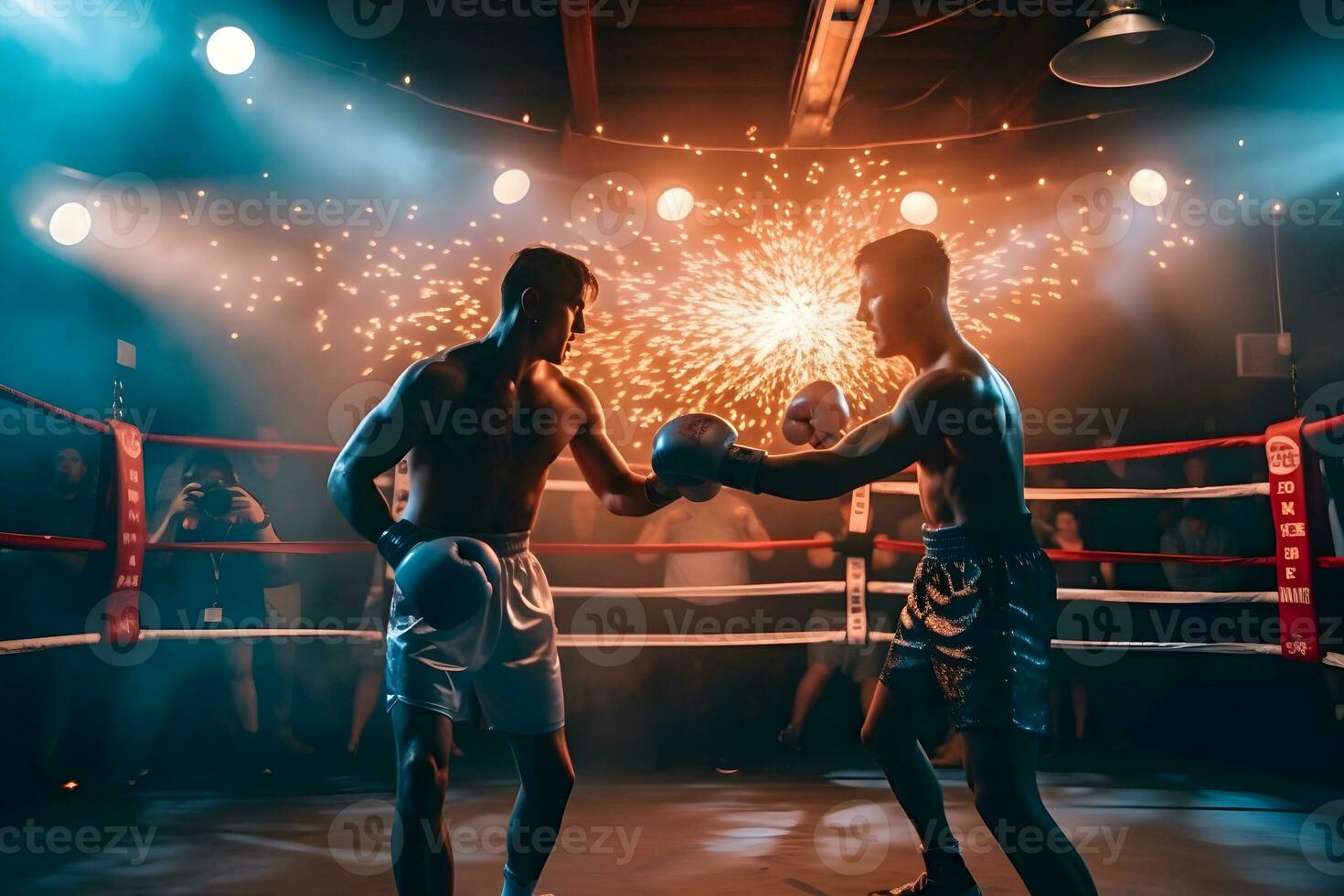 View of a boxing match in the ring ,generative ai photo