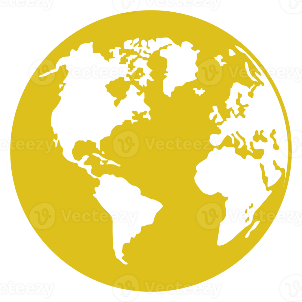 World Map on Globe Silhouette for Icon, Symbol, App, Website, Pictogram, Logo Type, Art Illustration or Graphic Design Element. Format PNG