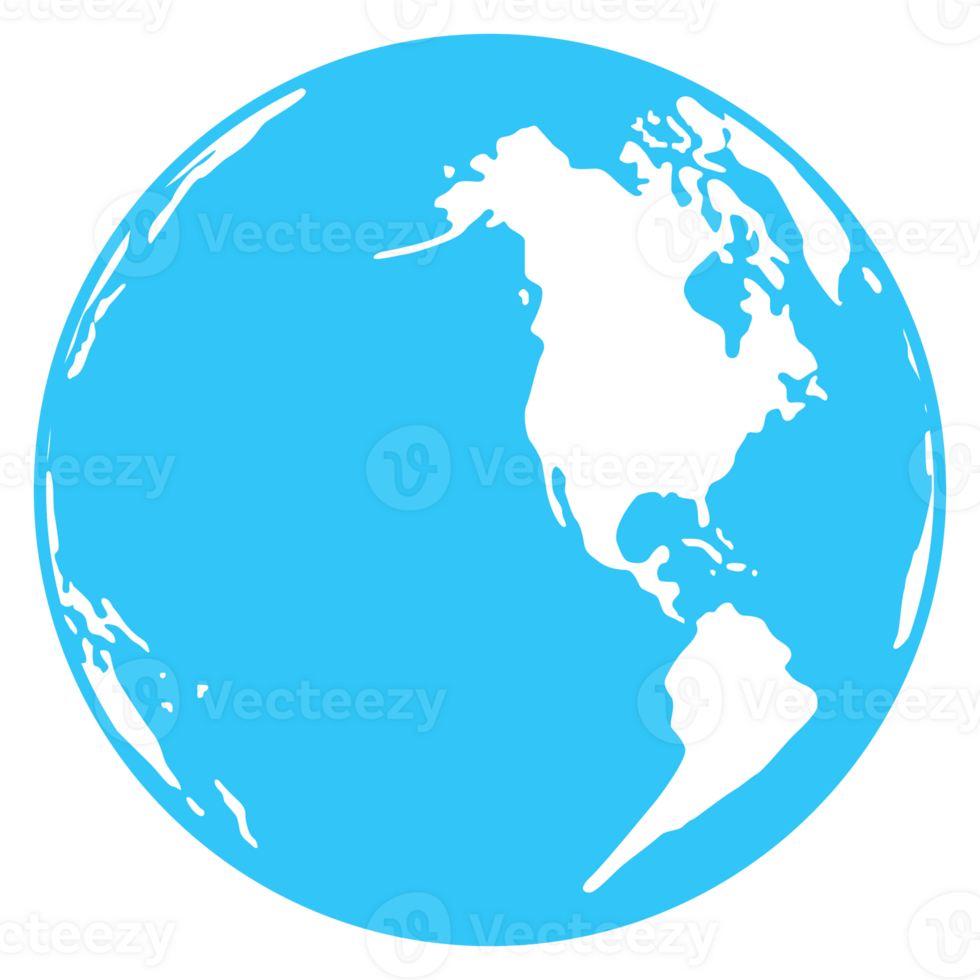 World Map on Globe Silhouette for Icon, Symbol, App, Website, Pictogram, Logo Type, Art Illustration or Graphic Design Element. Format PNG