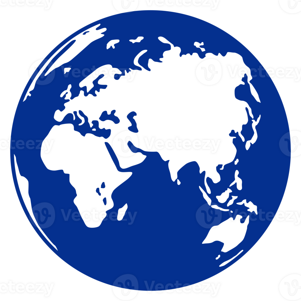 World Map on Globe Silhouette for Icon, Symbol, App, Website, Pictogram, Logo Type, Art Illustration or Graphic Design Element. Format PNG