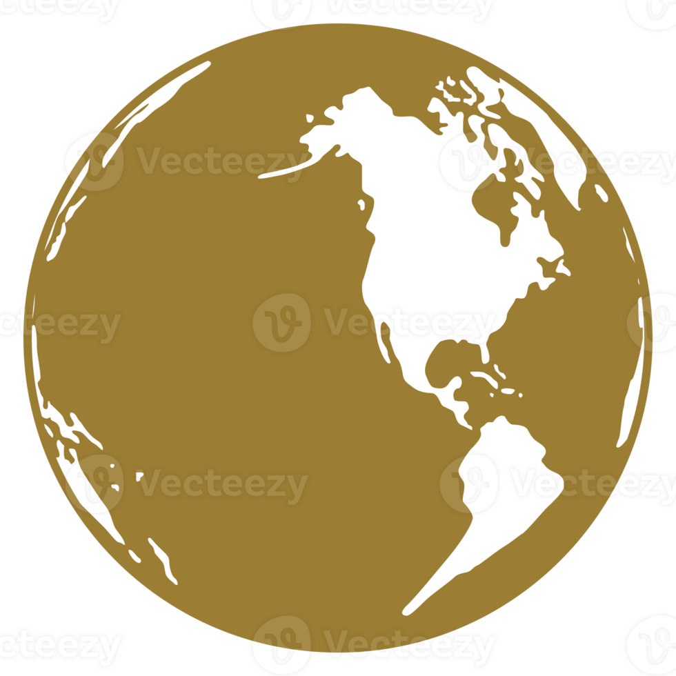 World Map on Globe Silhouette for Icon, Symbol, App, Website, Pictogram, Logo Type, Art Illustration or Graphic Design Element. Format PNG