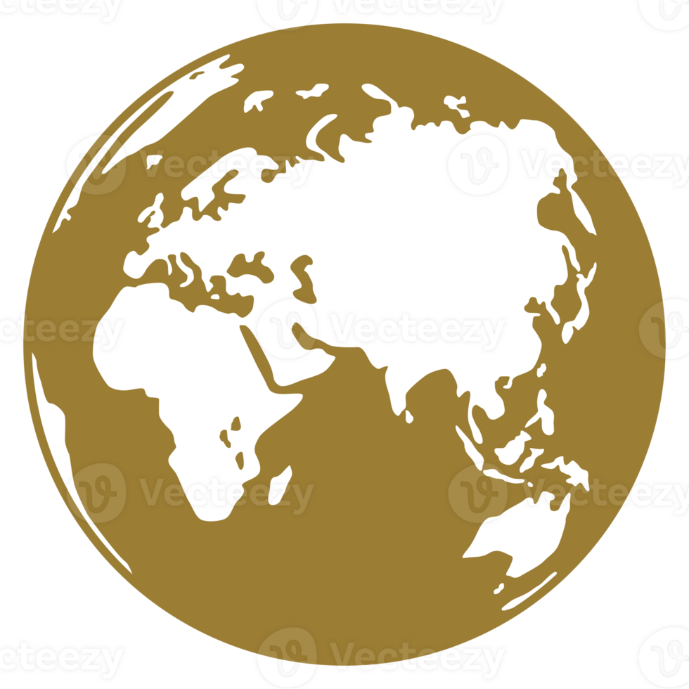 World Map on Globe Silhouette for Icon, Symbol, App, Website, Pictogram, Logo Type, Art Illustration or Graphic Design Element. Format PNG