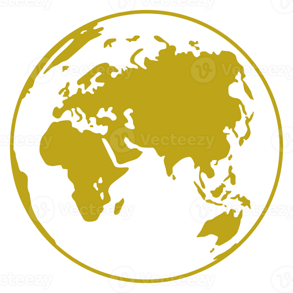 World Map on Globe Silhouette for Icon, Symbol, App, Website, Pictogram, Logo Type, Art Illustration or Graphic Design Element. Format PNG