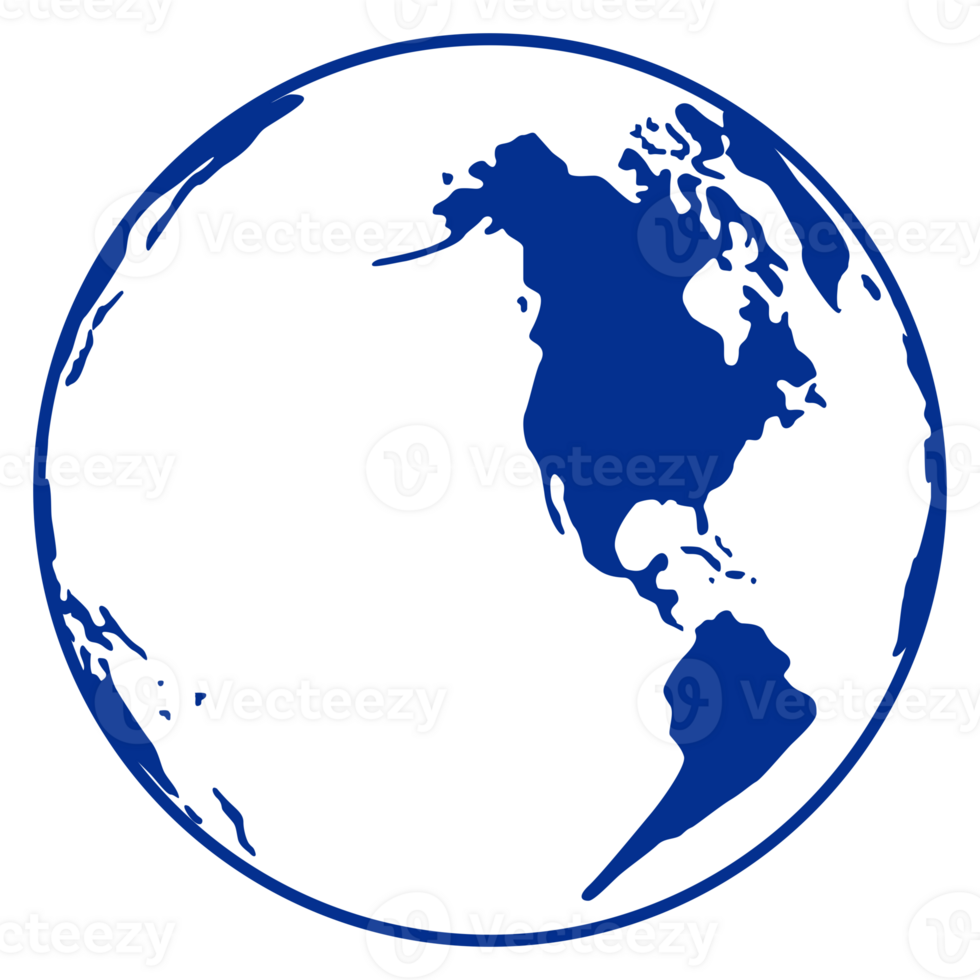 World Map on Globe Silhouette for Icon, Symbol, App, Website, Pictogram, Logo Type, Art Illustration or Graphic Design Element. Format PNG