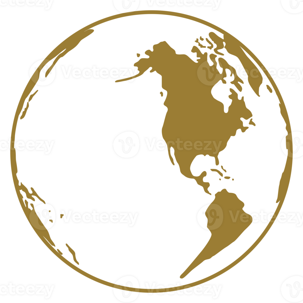 World Map on Globe Silhouette  for Icon, Symbol, App, Website, Pictogram, Logo Type, Art Illustration or Graphic Design Element. Format PNG