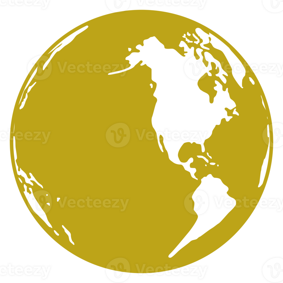 World Map on Globe Silhouette  for Icon, Symbol, App, Website, Pictogram, Logo Type, Art Illustration or Graphic Design Element. Format PNG