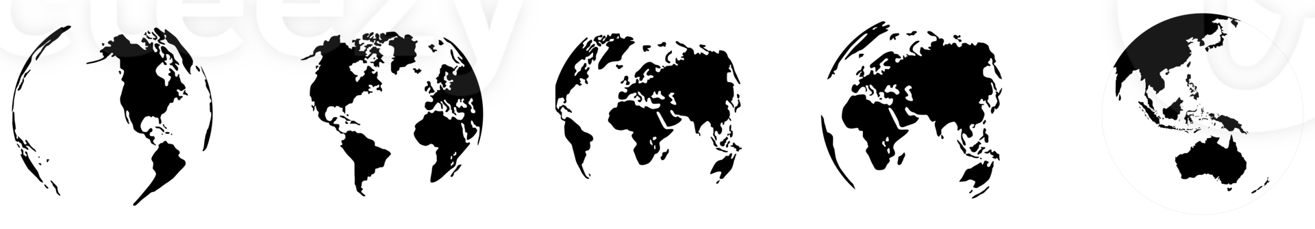 World Map on Globe Silhouette for Icon, Symbol, App, Website, Pictogram, Logo Type, Art Illustration or Graphic Design Element. Format PNG