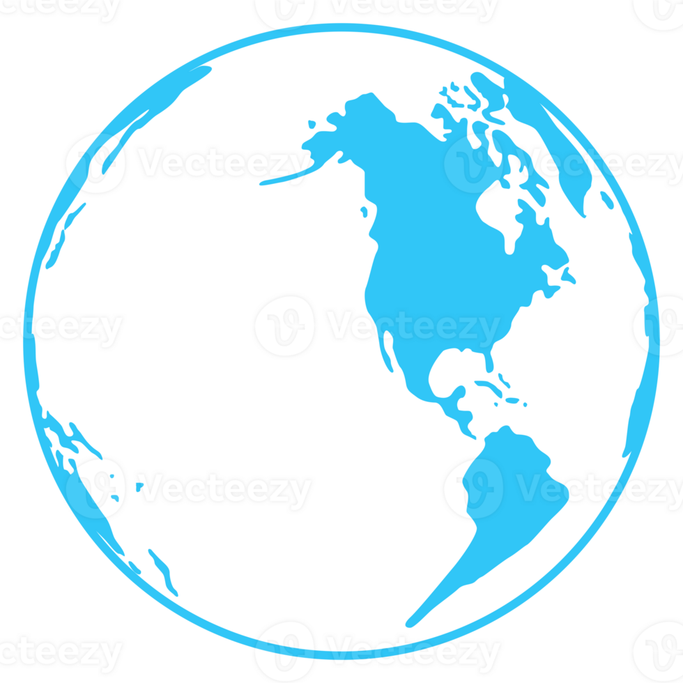 World Map on Globe Silhouette for Icon, Symbol, App, Website, Pictogram, Logo Type, Art Illustration or Graphic Design Element. Format PNG