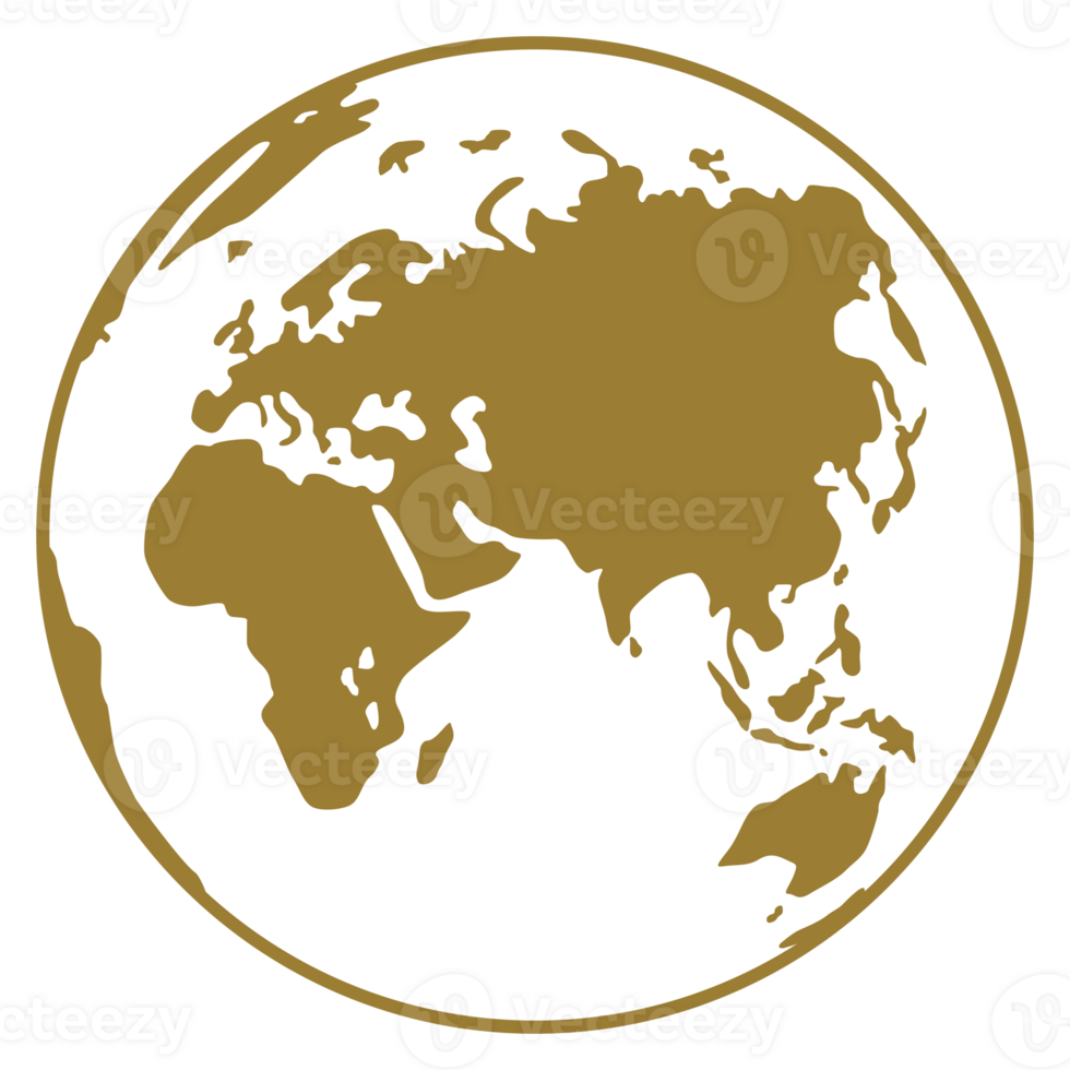 World Map on Globe Silhouette  for Icon, Symbol, App, Website, Pictogram, Logo Type, Art Illustration or Graphic Design Element. Format PNG