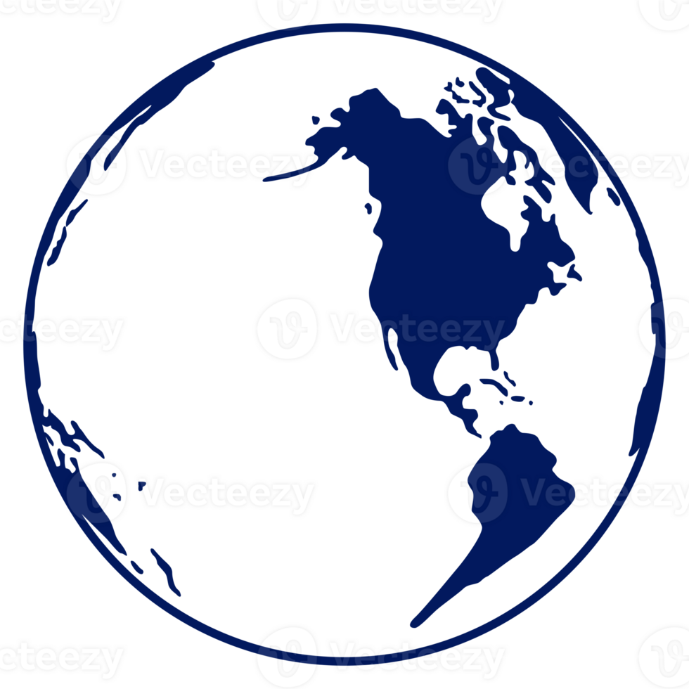 World Map on Globe Silhouette  for Icon, Symbol, App, Website, Pictogram, Logo Type, Art Illustration or Graphic Design Element. Format PNG