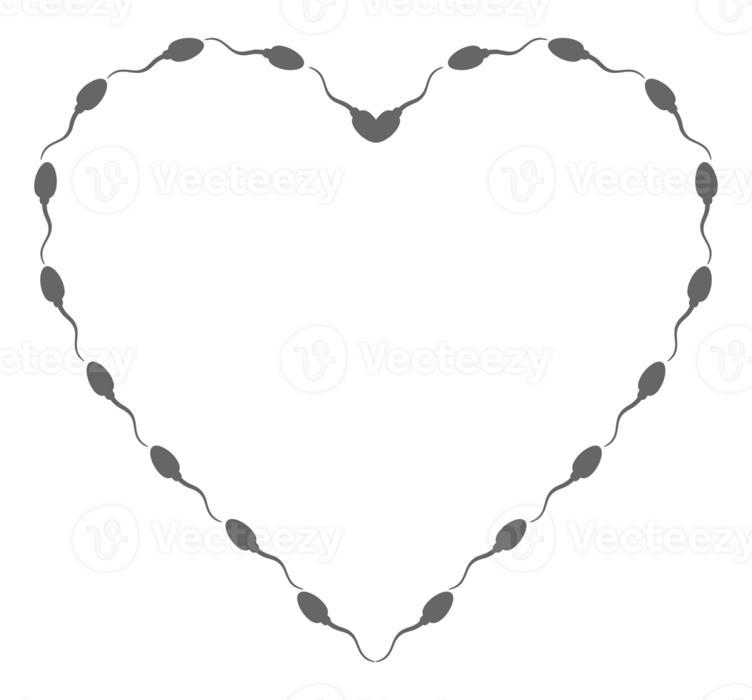 Heart Shape, Love Icon Symbol created from Sperm Silhouette, for Logo Type, Art Illustration, Apps, Website, Pictogram or Graphic Design Element. Format PNG