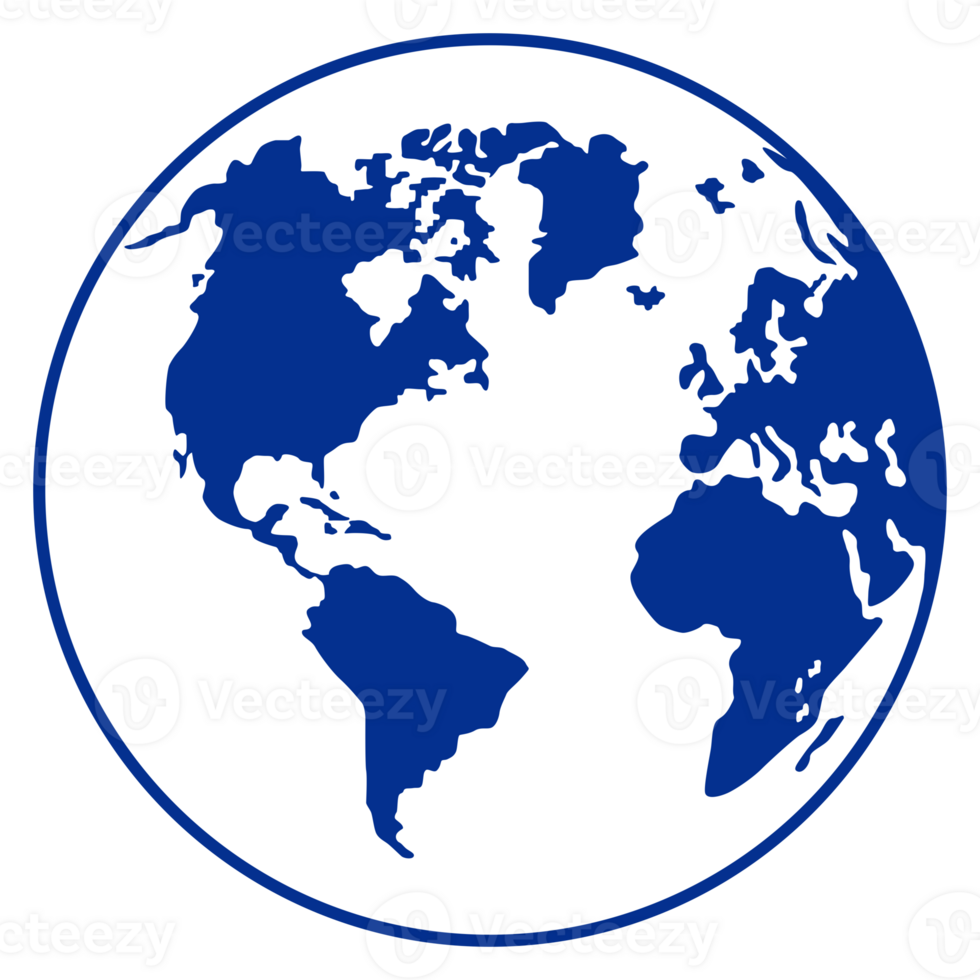 World Map on Globe Silhouette  for Icon, Symbol, App, Website, Pictogram, Logo Type, Art Illustration or Graphic Design Element. Format PNG